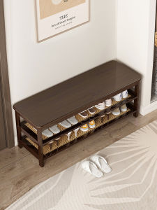 Economic Integrated Doorway Shoe Rack Bench Home Use Multi-Function Bamboo Craft Shoe Cabinet Convenient for Taking Shoes