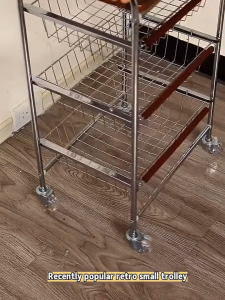 BMZAR Vintage Style Trolley Metal 3-5Tier Storage Under Desk Organizer Movable Living Room Snack Cart Side Coffee Table Storage