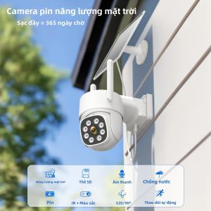 Camera Ngoài Trời Wifi Năng Lượng Mặt Trời 4K AOV Với Pin 9000mAh Giám Sát Không Dây Ghi Hình 24/7 Thời Gian Chờ 365 Ngày Ứng Dụng ICSEE
