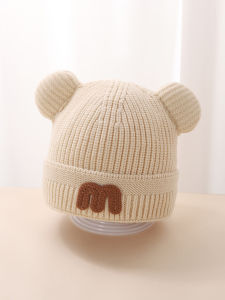 Warm Knitted Baby Hat Double Layer Cozy Woolen Cap for Boys And Girls Cute Autumn Winter Infant Hat with Butterfly Knot