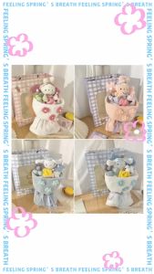 ช่อตูกตา พร้อม ถุงกระดาษ สไตล์เกาหลี ช่อดอกไม้ ดอกไม้ปลอม ดอกไม้รับปริญญา ดอกไม้ ของขวัญ กู้แดง flower rose