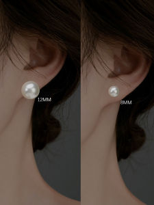 Z Miss 925 Silver Needle Pearl Stud Earrings Fashionable Elegant Womens Jewelry round Shape Fashionable Accessory for Styling