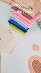 BABY HAI Iris Set - Setelan Kancing Pundak Polos Baju Panjang Celana Panjang - Seri Coklat