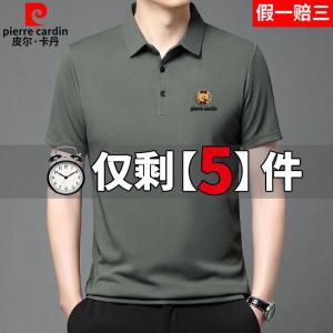 Pierre Cardin Mens Ice Silk Short Sleeve T-Shirt Slim Fit Summer Fashion Polo Shirt Breathable Business Style Standard Cut