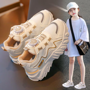 Childrens Breathable Sports Shoes Mesh Upper Dad Sneakers Rotation Button Boy Girl Low Top Casual Shoes Summer Season
