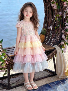 AINAO | Girls Rainbow Tiered Summer Thin Dress