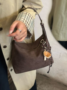 Retro Korean Style Autumn Winter Suede Dumpling Bag New High-End Womens Commuter Single Shoulder Crossbody Bag Frosted Leather