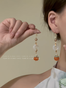 Elegant Ancient Chinese Style Womens Earrings with Tassel Design for Cheongsam And Hanfu Geometric Pattern Alloy Jewelry