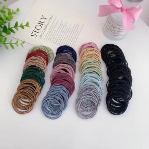 New 100PCS/Set Women 4CM Basic Nylon Elastic Hair Bands Ponytail Hair Scrunchie Rubber Bands Headband Hair Accessories Headwear