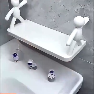 Durable White PP Corner Shelf (2PCS) - Adhesive Wall Hanging for Bathroom & Kitchen