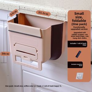 Kitchen Waste Bin Hanging Foldable Storage Bucket for Cabinet Door Wall Mounted Garbage Can Household Special Hanging