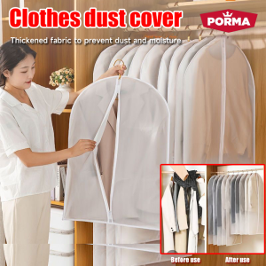 PORMA Transparent Garment Bag Dustproof Clothes Protector Cloth Cover Clothes Dust Cover with Full Zipper EVA Clear Garment Covers for Closet Storage