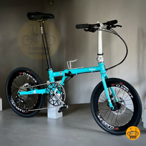 🐬 Fnhon Gust 20 Inch Turkish Blue Folding Bike With Shimano 9 Gears Litepro Components Compact MRT Friendly Dahon