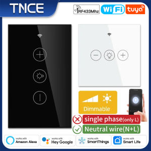 TNCE Tuya Dimmer wifi rf433 EU/US Neutral wire Light Wall Switch remote Controllor Smart Life APP Voice for Google Home Alexa