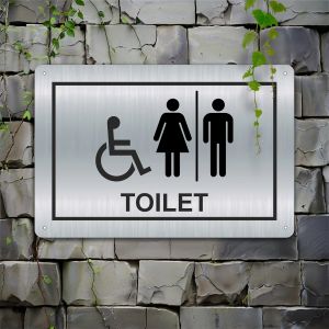 CIFbuy | Brushed Silver Toilet Tin Sign Ladies Gents WC Door Decor 2D Flat Unframed 8x12 Inch Outdoor Wall Art