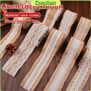 C.N. 2m Handmade Decorations Linen Volume Burlap Ribbon Cloth Roll Lace DIY Manual Accessories