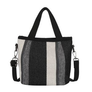 Bobo New Arrival K-style Canvas Bag Womens Small Bag Stripes Mini Bucket Bag Ins Messenger Bag Versatile Handbag
