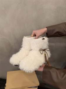 Giày Bốt Đi Tuyết Mùa Đông Đế Dày Lót Lông Cừu Ấm Áp Thời Trang Cho Nữ Giày Bốt Cotton Cho Bé Gái Mùa Đông 2025