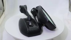 RideSync × Street King Side Mirror v1 Carbon Fiber Design Blue White Lens Anti-glare Rearview Mirror ABS Alloy Material Anti Dazzling