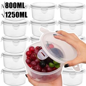 800/1250ml Stackable Round Food Storage Box Multifunctional Fridge Freezer Leak-Proof Container with Lid Portable Sealed Lunch Box