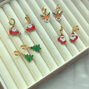 EILIECK New Stainless Steel Christmas Snowman Reindeer Tree Dangle Earrings For Women Fashion Ear Buckle Jewelry Holiday Gift