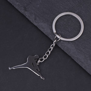 [TG835]Taekwondo High Kick Keychains For Men Titanium Steel Sports Charm Karate Jiu Jitsu Keyring Jewelry Male Boys Gym Gifts