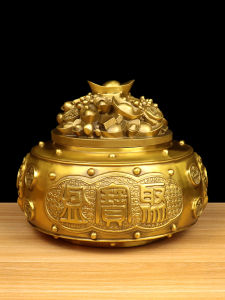 Pure Brass Cornucopia With Lid Home Living Room Financial Position Decoration Incense Burner Wedding Decoration Gift