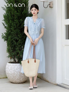 ON&ON | French Retro V-neck Puff Sleeve Waist Slimming Summer Dress