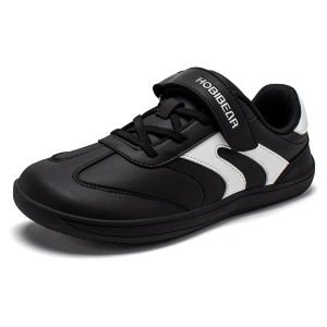 HOBIBEAR Big Kids Barefoot Shoe Wide Toe Hook Loop Sneaker Artificial Leather Non-Slip Zero Drop Lightweight Comfort Shoe