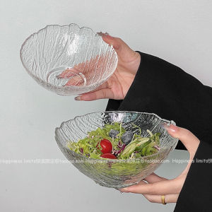 Premium Hammered Glass Bowl Fruit Plate Living Room Sugar Water Dessert Vegetable Salad Irregular Shape Home Dining Utensils