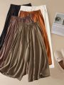 Lightweight Ice Silk Ramie High Waist Straight Leg Wide Leg Culottes. 