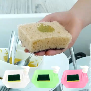 IRARU Tempat wadah Sabun Cuci Piring Bentuk Kotak Persegi + Spons / Dispenser Sabun Cair 2in1
