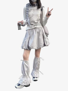 Váy Ngắn Xếp Ly Màu Bạc Cạp Cao Cho Nữ Mùa Hè 2025 Váy Ngắn Xếp Ly Màu Trơn Váy Ngắn Xếp Ly Cạp Cao Cho Nữ