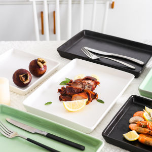 Creative Ceramic Steak Plate Breakfast Western Dining Dish Personalized Restaurant Use Simple Design Square Plate for Home