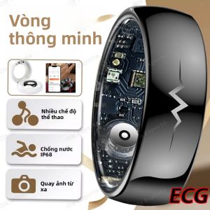 Nhẫn Thông Minh ECG Dành Cho Nam & Nữ Theo Dõi Nhịp Tim & Oxy Máu Bằng Bluetooth Chống Nước 5ATM Thiết Bị Theo Dõi Sức Khỏe Đa Thể Thao Vỏ Thép
