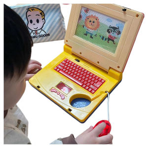 Childrens Simulation Laptop Toy with Light and Music Cartoon Design Educational Early Learning Gift for Kids Aged 3-7