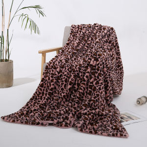 Leopard Pattern Rabbit Motif Crystal Velvet Blanket