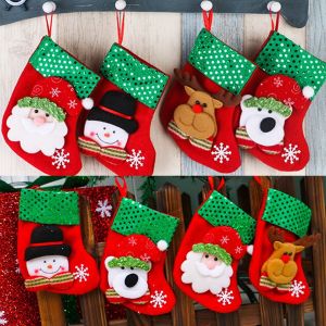 4/8pcs Christmas Socks Gift Candy Bag / Santa Claus Snowman Polar Bear Reindeer Xmas Tree Hanging Ornaments / Xmas Tree Pendant Stockings / Christmas Socking for New Year Party Gifts