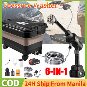 Pressure High Pressure Washer With Folding Tank 21V Lithium Battery Cleaning Cordless Car Washer Water Pump Heavy Duty Multifunction Wash Machine Washing Household Automatic Cleaning Garden Watering Handheld Spray Gun For Car Motorcycle Fence Floor