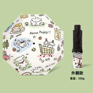 Thìa Nắng Mưa Tự Động Chống Tia UV Chống Nắng Mềm Mại Tươi Mới Cho Nữ Thìa Đen Chống Nắng Họa Tiết Đường Cong Gấp Ba