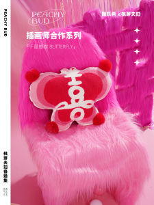 Original Y2K หมีปีกผีเสื้อแต่งงาน หมอนอิงห้องนอน ห้องนั่งเล่น ห้องนอน หมอนอิงห้องนอน หมอนอิงห้องนั่งเล่น หมอนอิงผ้าฝ้ายโพลีเอสเตอร์