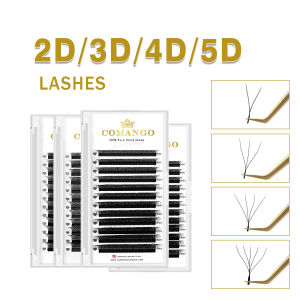 CoMango Automatic Flowering W Shape Bloom 3D 4D 5D Premade Fans Speed Eyelash Extensions Natural Soft Light Full Dense