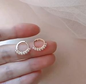 loop earings 18k gold pawnable Natural freshwater pearl earrings for kids and women Hypoallergenicity