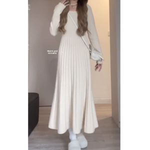 YUEZHONGWEI | Autumn Winter Inner Wear Knit Dress Fitted Long Skirt