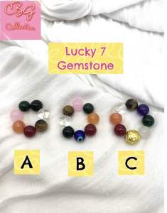 Lucky 7 Gemstone with Money Coin/Evil Eye for Wealth abundance Healing stone Lucky Charm