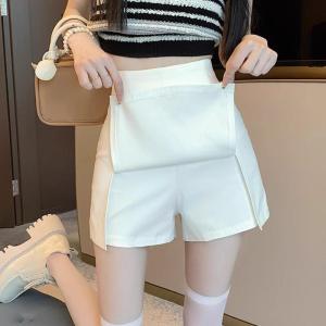 Váy Ngắn Công Sở Màu Trắng Cạp Cao Cho Nữ Mùa Hè Mini Chống Ánh Sáng Váy Ngắn Chữ A Váy Ngắn Cạp Cao Váy Ngắn Màu Trơn