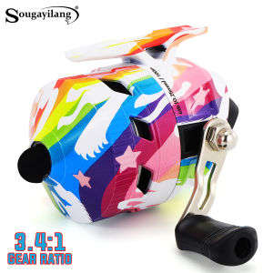 Sougayilang Spincast Fishing Reel 3.4:1 Gear Ratio Built in High Power Line can replace Catapult Hunting Shooting Closed Reel ﻿