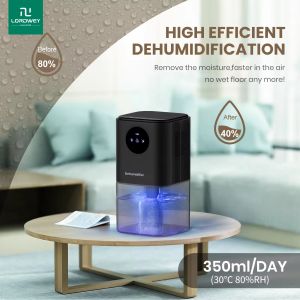 LORDWEY Smart Dehumidifier Home Portable 1.7L Large Capacity Suitable for Bathroom Basement with Timing & Color Lights