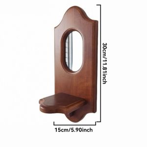 Vintage Wooden Wall Shelves Retro Design Hanging Mirror Functional Storage for Candles & Plants Wall Rack for Cafe & Home Gifts
