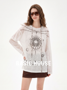 Basic House | Printed Sun-protective Long Sleeve Tee Micro-sheer